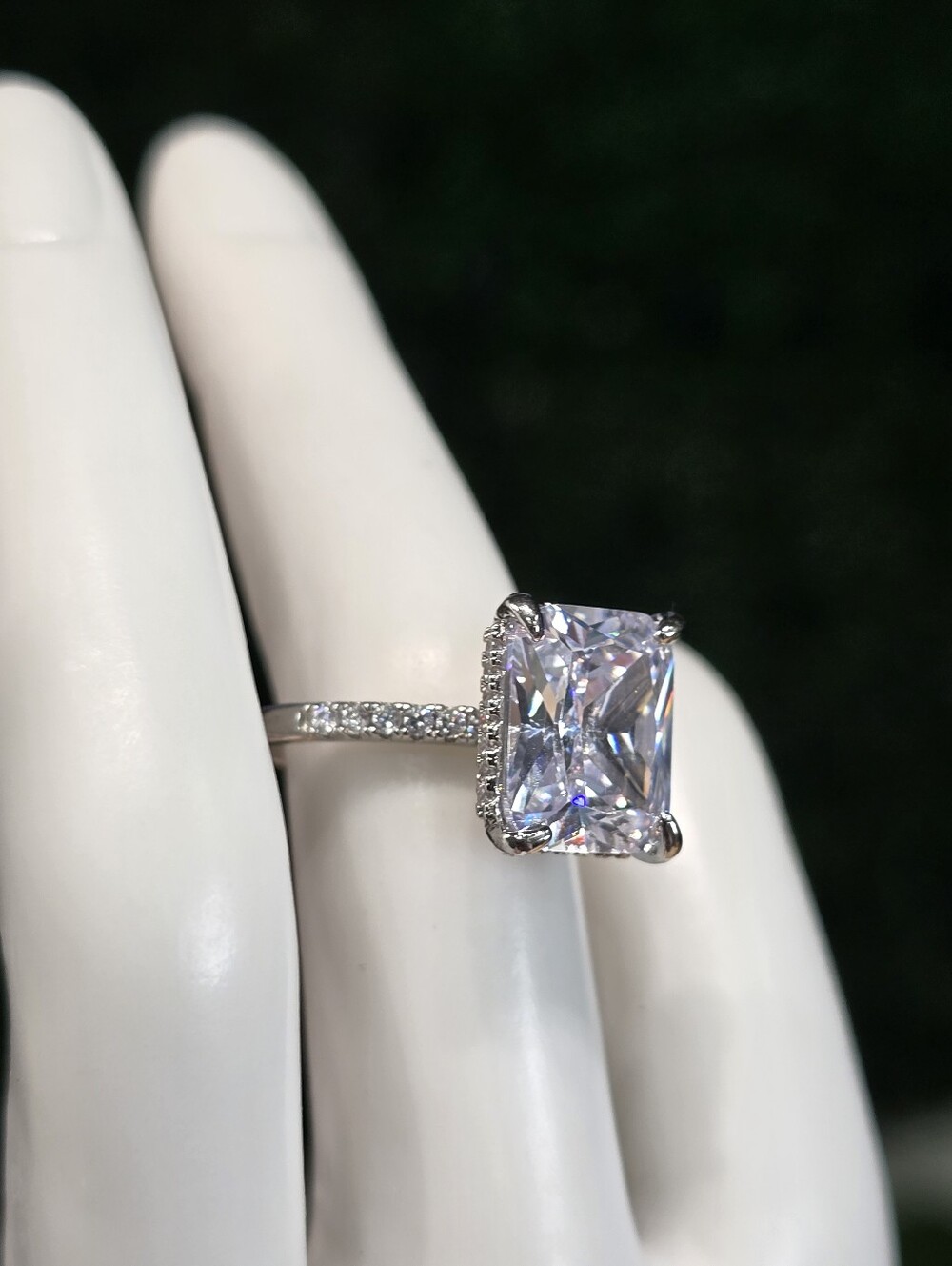 White Solitaire Cushion-Cut Engagement Ring - Women Jewelry - Picture 6 of 10